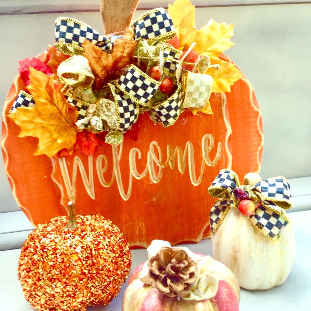 Mackenzie Childs Courtly Eye-Catching Pumpkin Set